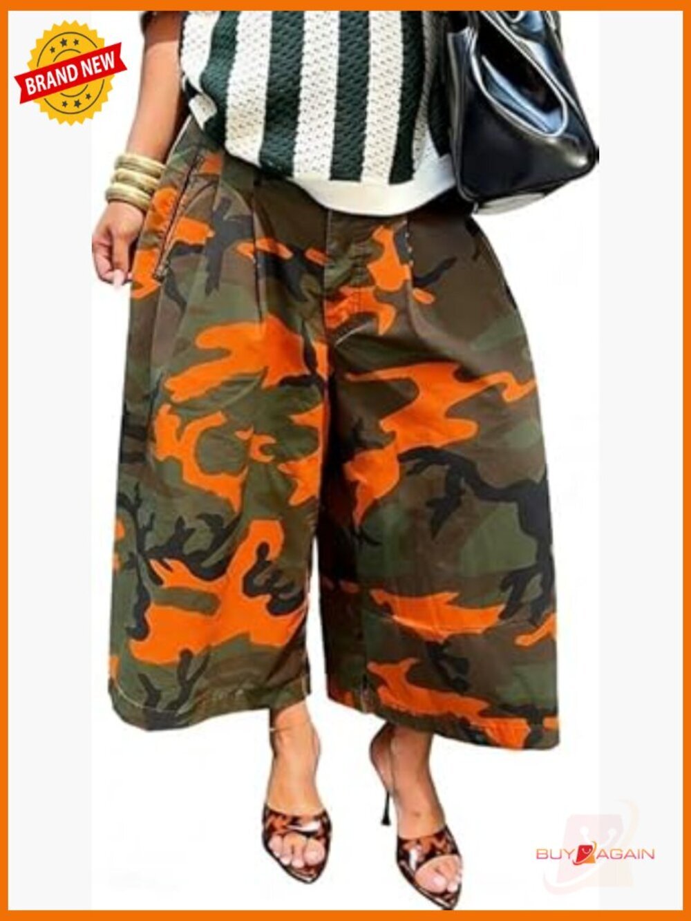 Baggy Cargo Jeans Wide Leg Harem Cropped Denim Pants Plus Size Camouflage